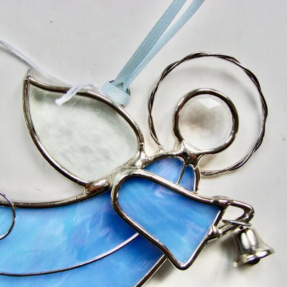 Guardian Angel Stained Glass Christmas Ornament Silver Metal Bell BRAND NEW NWT - Picture 3 of 7